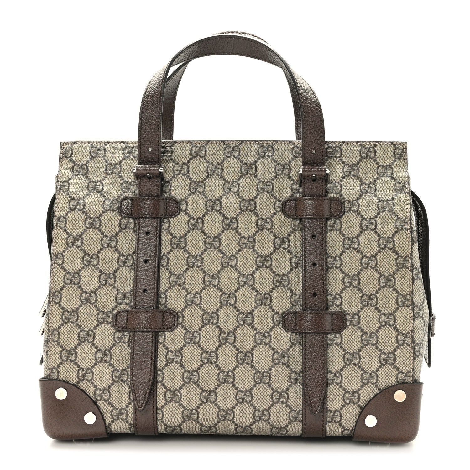 Gucci GG Supreme Monogram Textured Dollar Calfskin Small Detail Tote Beige Ebony New Acero 1 of 9