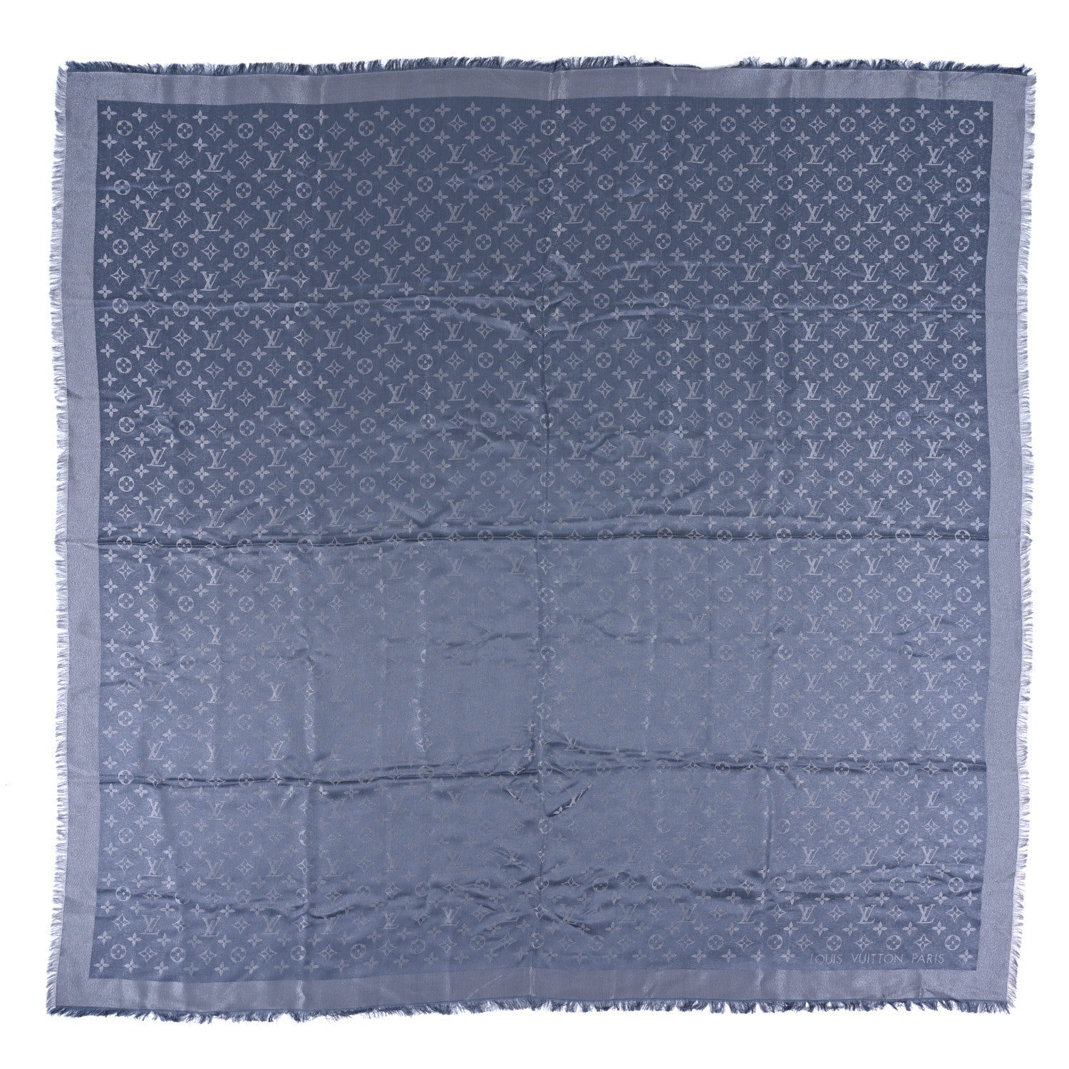Louis Vuitton Silk Lurex Wool Monogram Shine Shawl Charcoal Grey 1 of 3