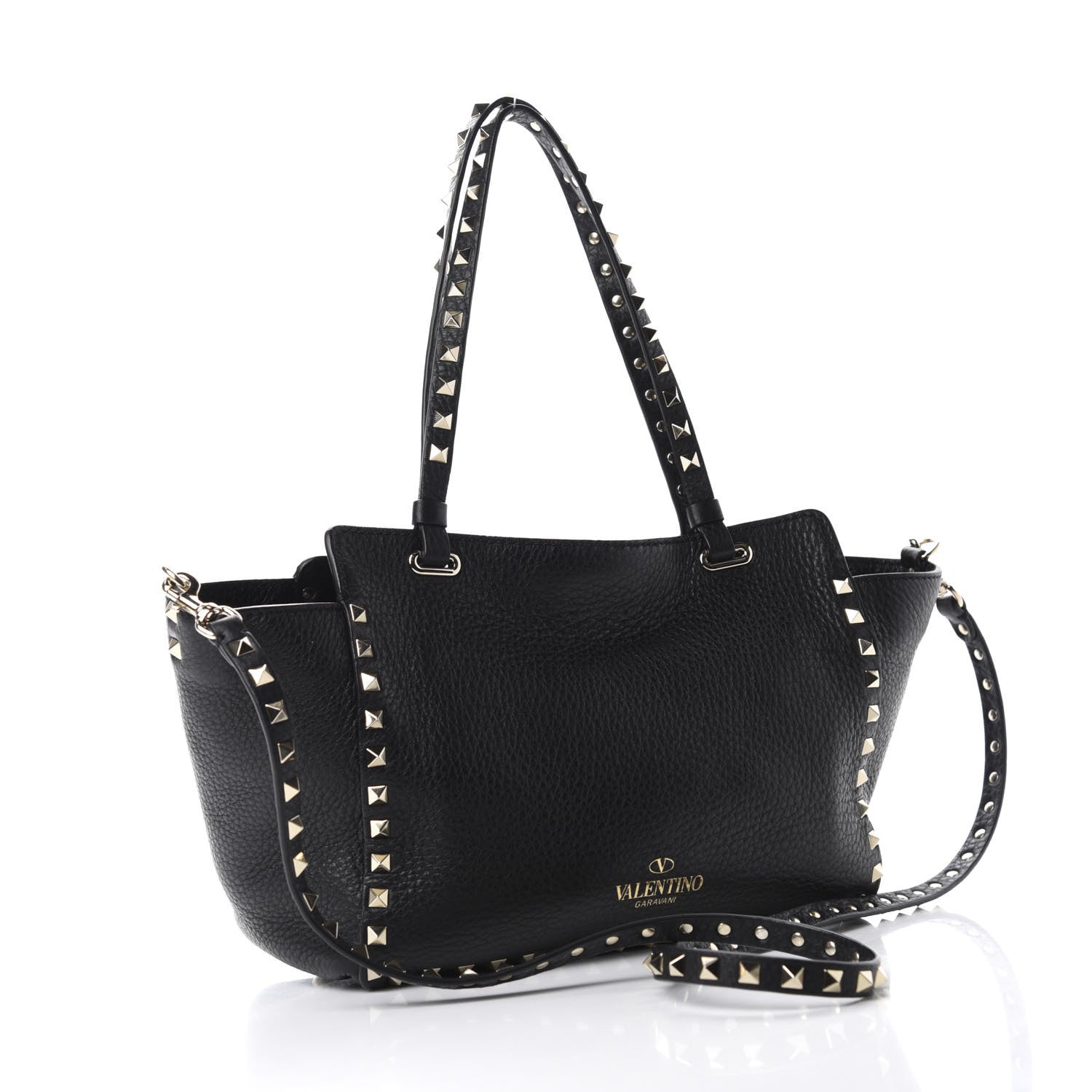 Valentino Garavani Grained Calfskin Small Rockstud Tote Black 4 of 10
