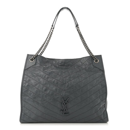 Saint Laurent Crinkled Calfskin Matelasse Monogram Large Niki Shopper Tote Dark Smog 1 of 11