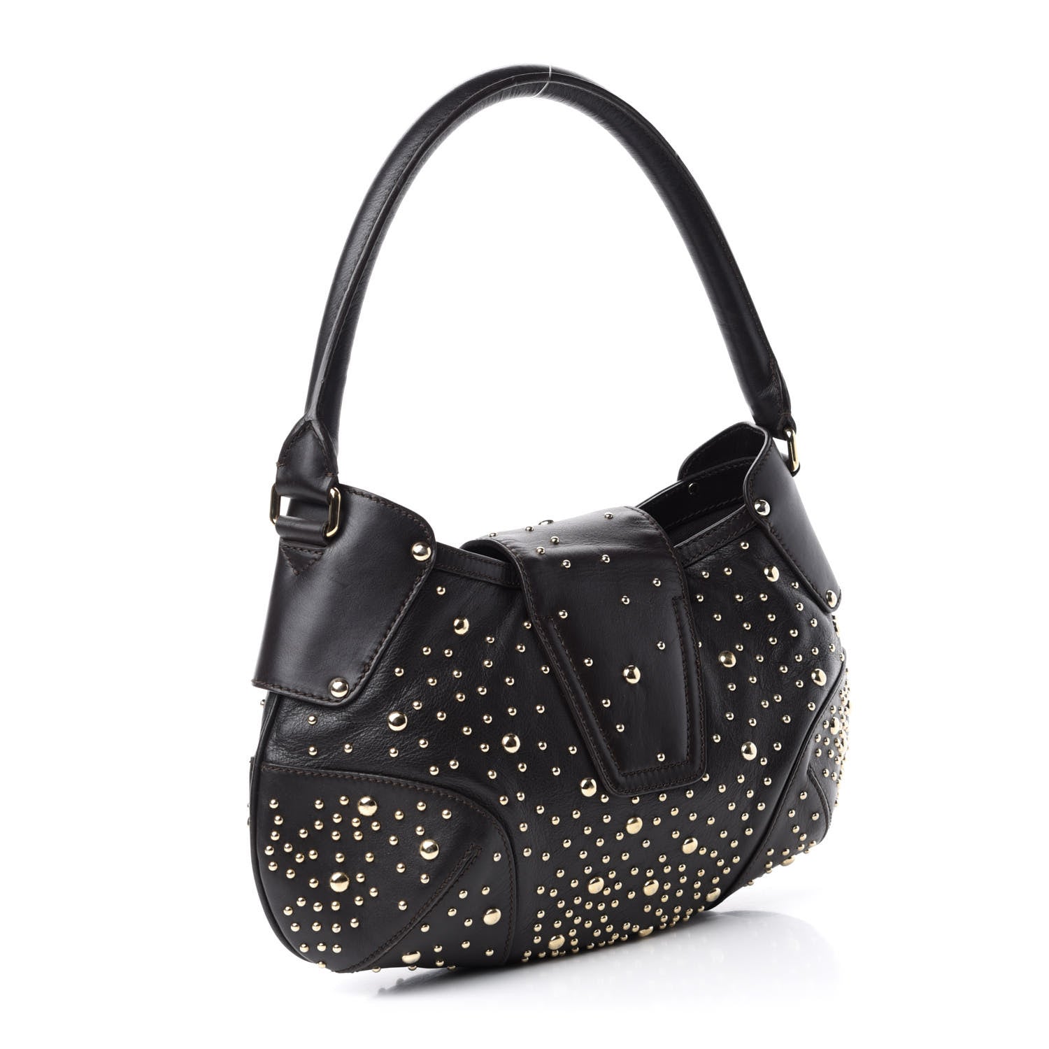 Burberry Calfskin Hackford Studded Hobo Brown 3 of 12