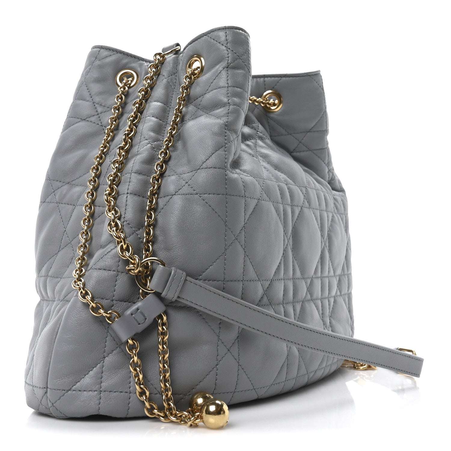 Christian Dior Lambskin Supple Macrocannage Ammi Bag Grey 2 of 9