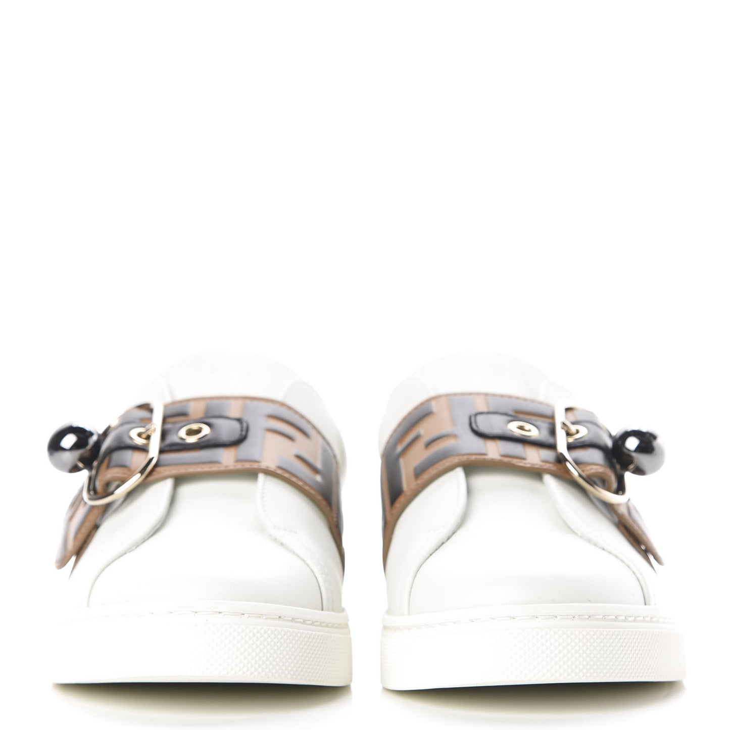 Vitello FF Embossed Pearland Slip On Sneakers 35.5 White Tobacco Moro