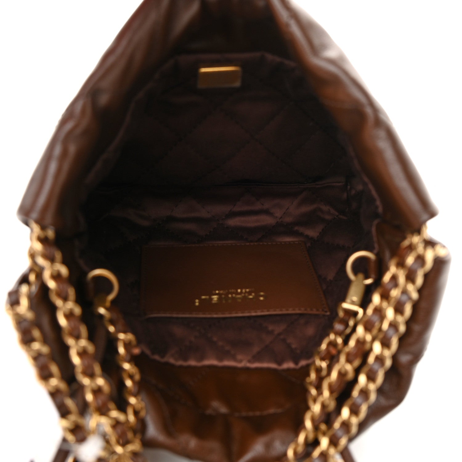 Chanel Shiny Calfskin Quilted Mini Chanel 22 Brown 5 of 11