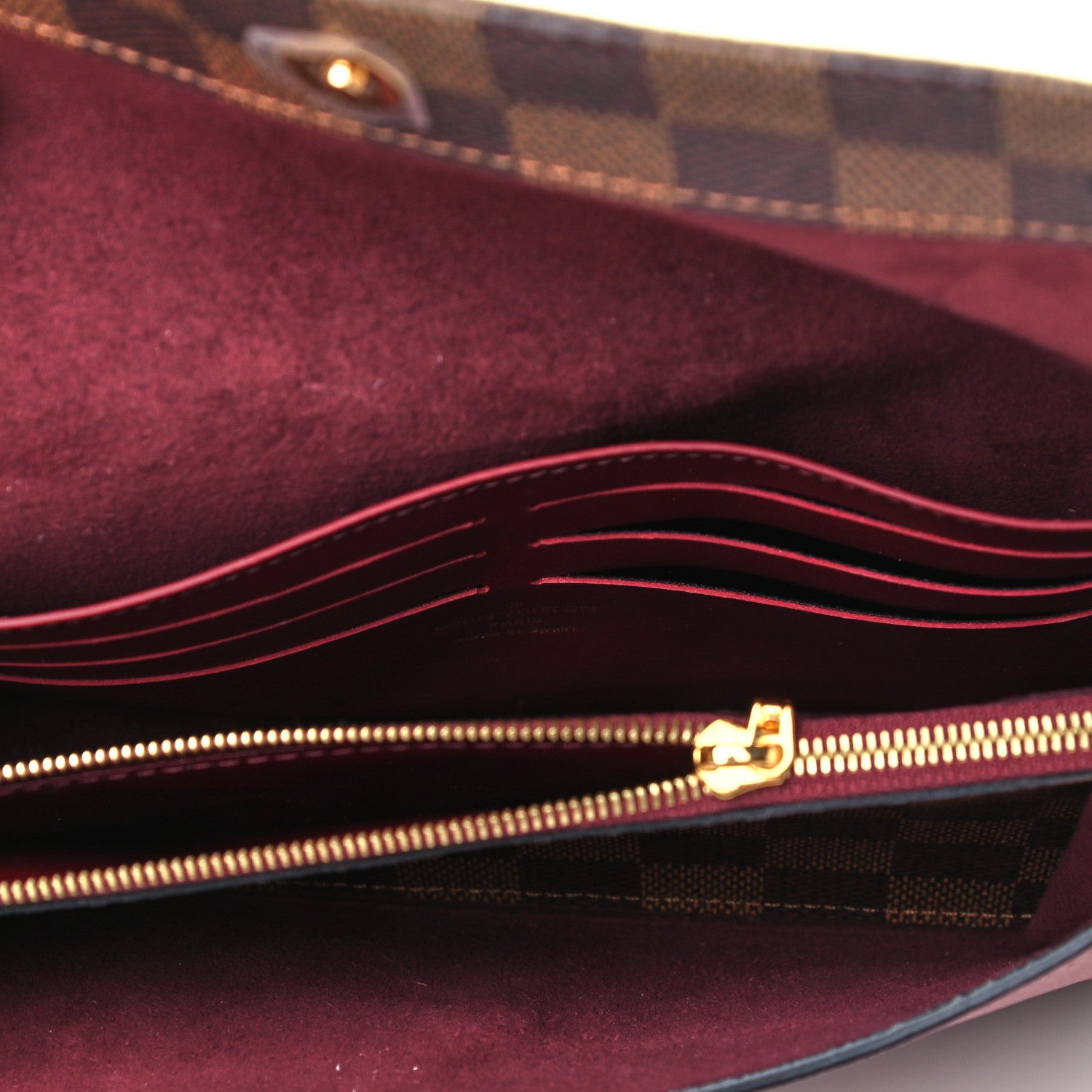 Louis Vuitton Damier Ebene Vavin Chain Wallet Red 6 of 9