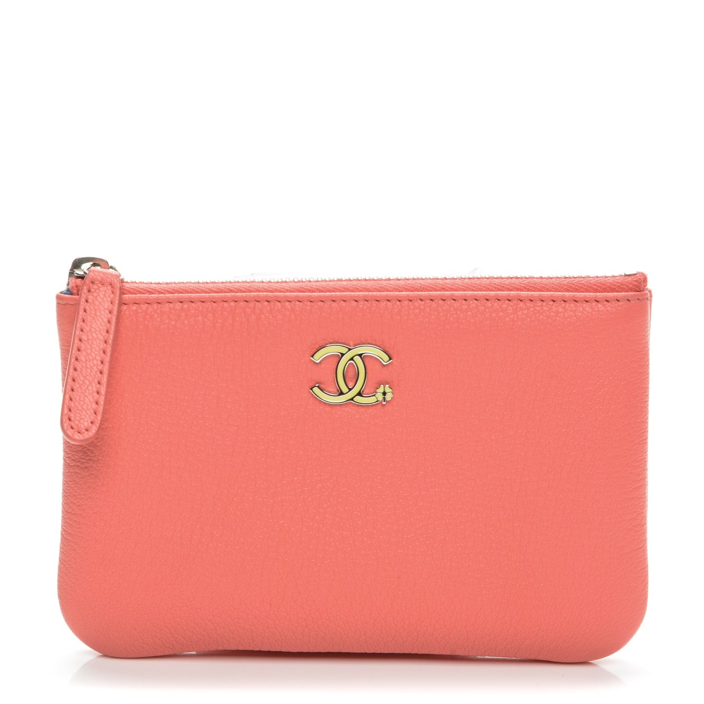 Goatskin Small CC Clover Cosmetic Case Corail