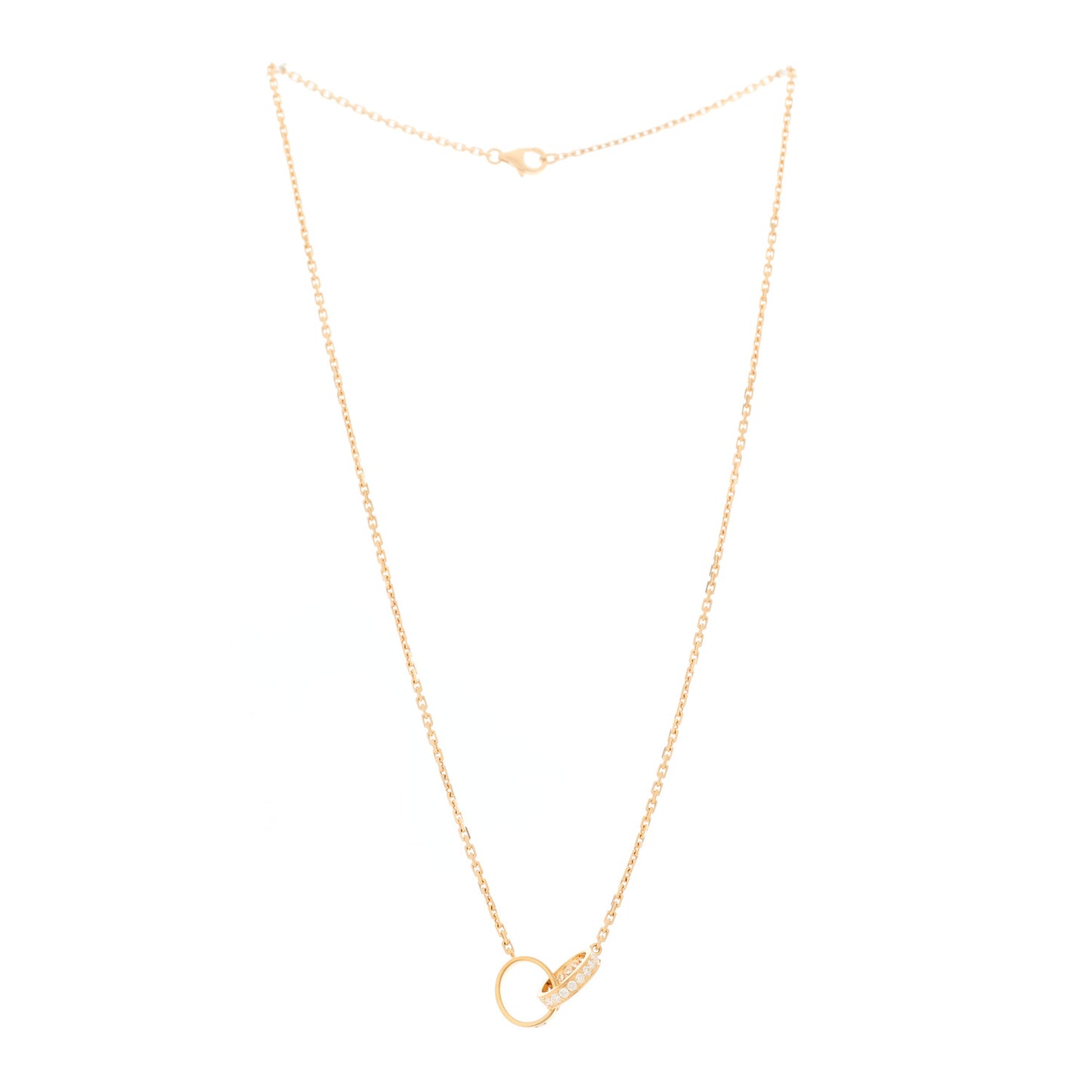 18K Pink Gold Diamond Interlocking LOVE Necklace