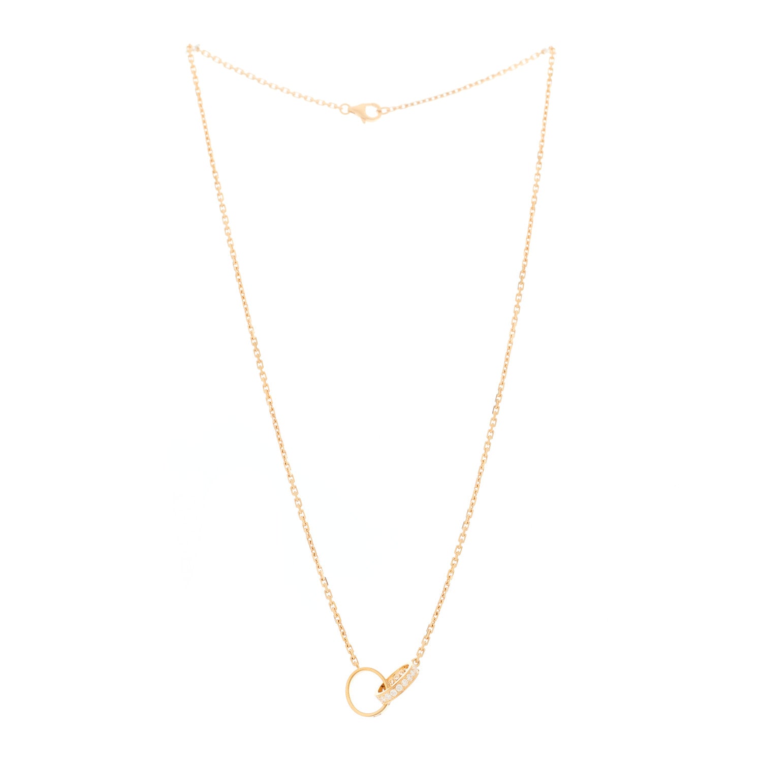 Cartier 18K Pink Gold Diamond Interlocking LOVE Necklace 3 of 8