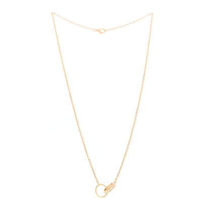 Cartier 18K Pink Gold Diamond Interlocking LOVE Necklace 3 of 8
