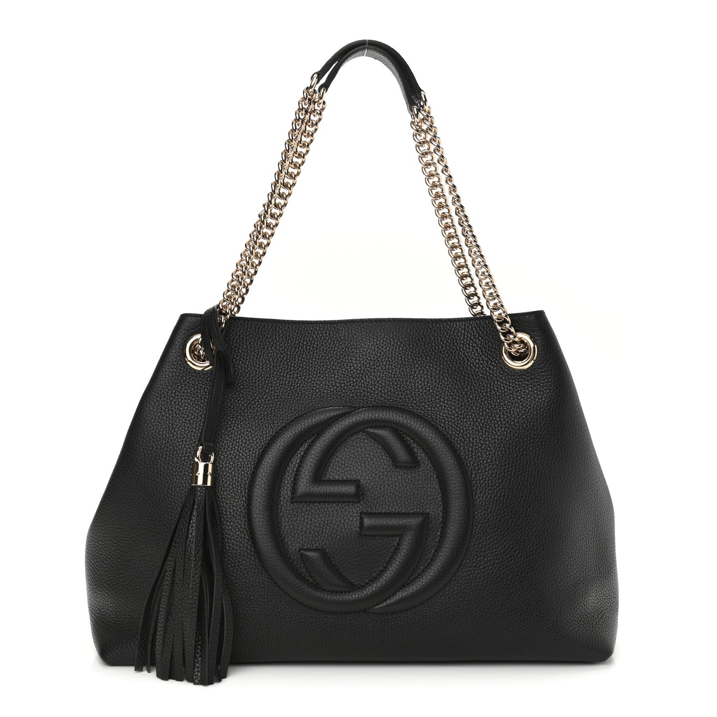 Pebbled Calfskin Medium Soho Chain Shoulder Bag Black