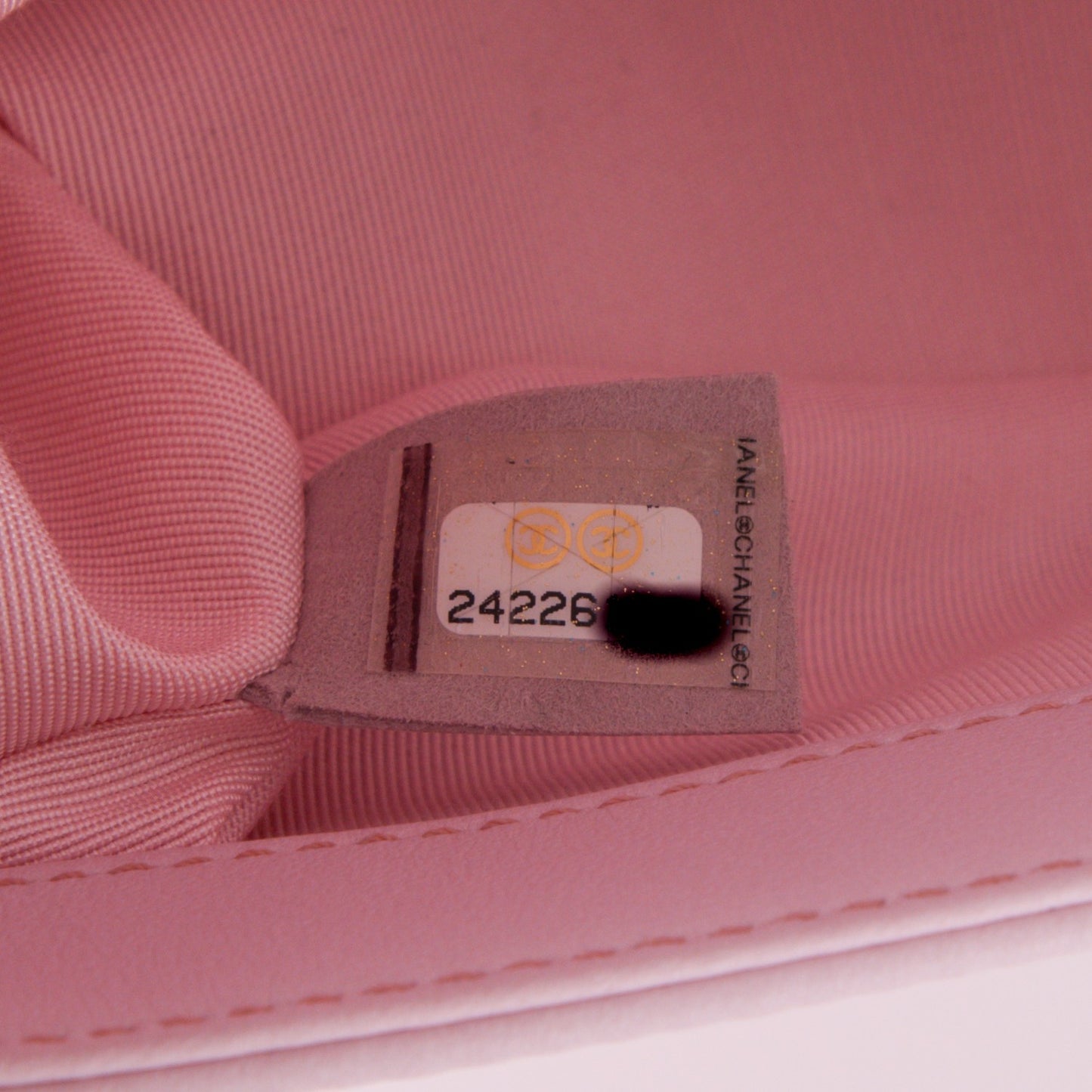 Lambskin Iridescent PVC Chevron Quilted Small Boy Flap Light Pink Silver