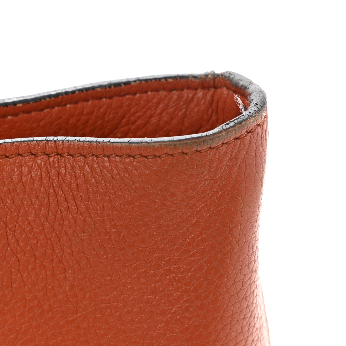 Vitello Phenix Embossed Logo Shoulder Bag Papaya