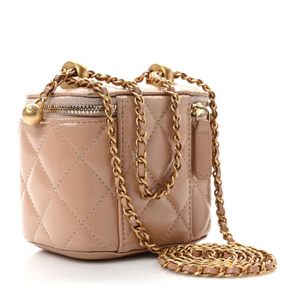Chanel Calfskin Quilted Mini Perfect Fit Vanity Case With Chain Beige 3 of 11