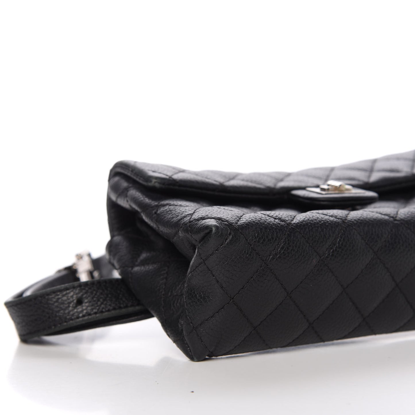 Grained Calfskin Quilted 2.55 Reissue Flap Belt Bag Clutch Black