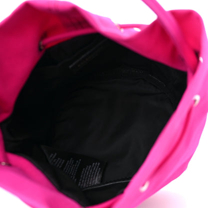Balenciaga Recycled Sport Nylon Logo Embroidered Wheel Drawstring Bucket Bag XS Fuchsia Black 5 of 9
