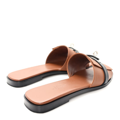 Hermes Calfskin Giulia Sandals 36 Naturel Black 5 of 10