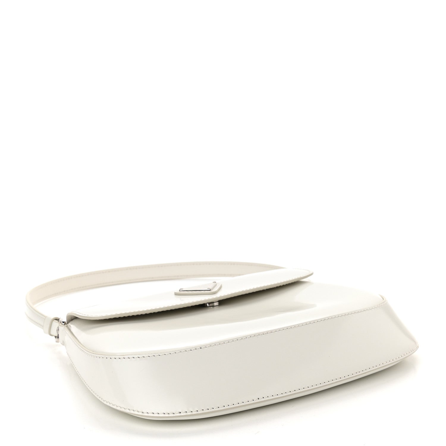 Prada Spazzolato Cleo Flap Shoulder Bag White 4 of 10
