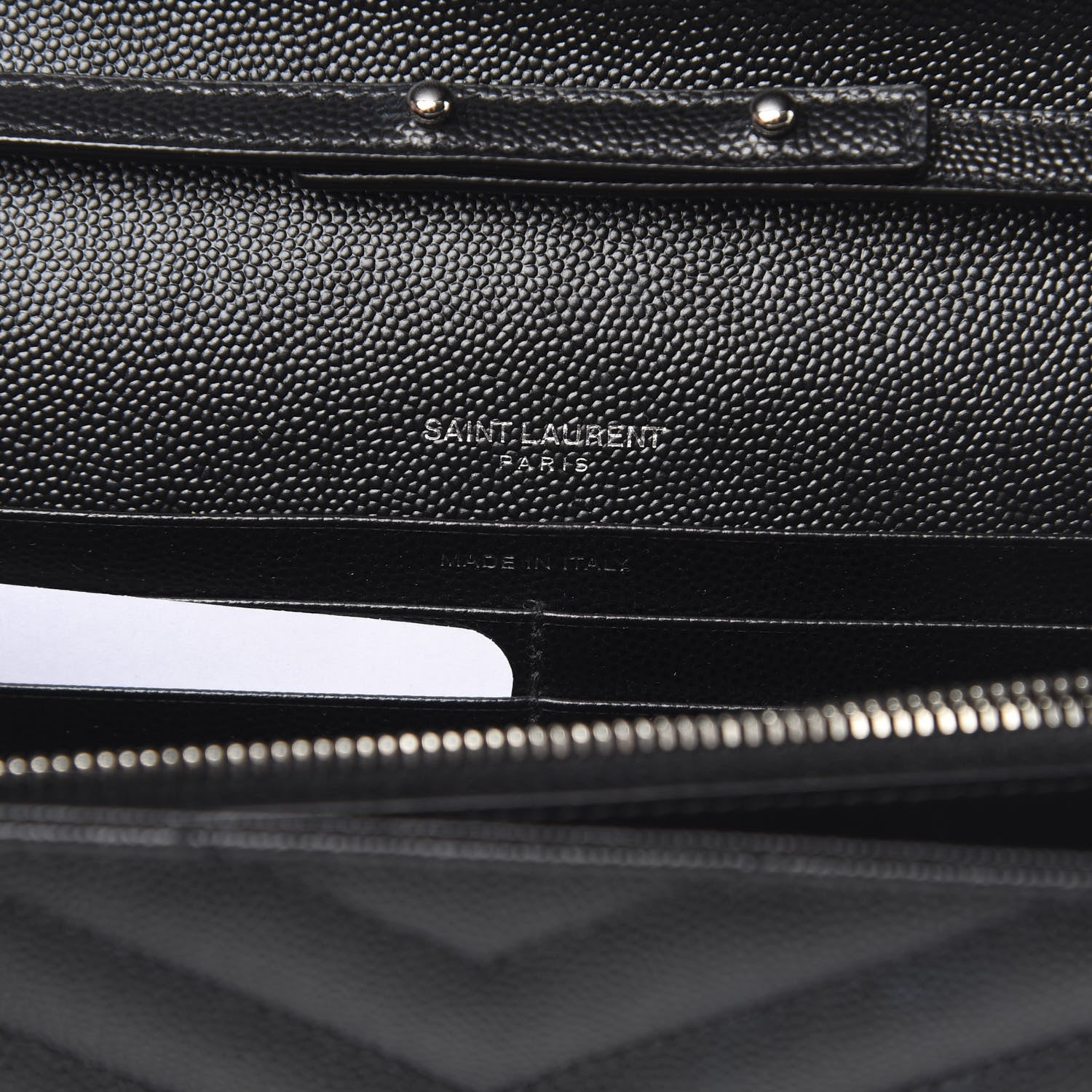 Saint Laurent Grain De Poudre Matelasse Chevron Monogram Chain Wallet Black 6 of 12