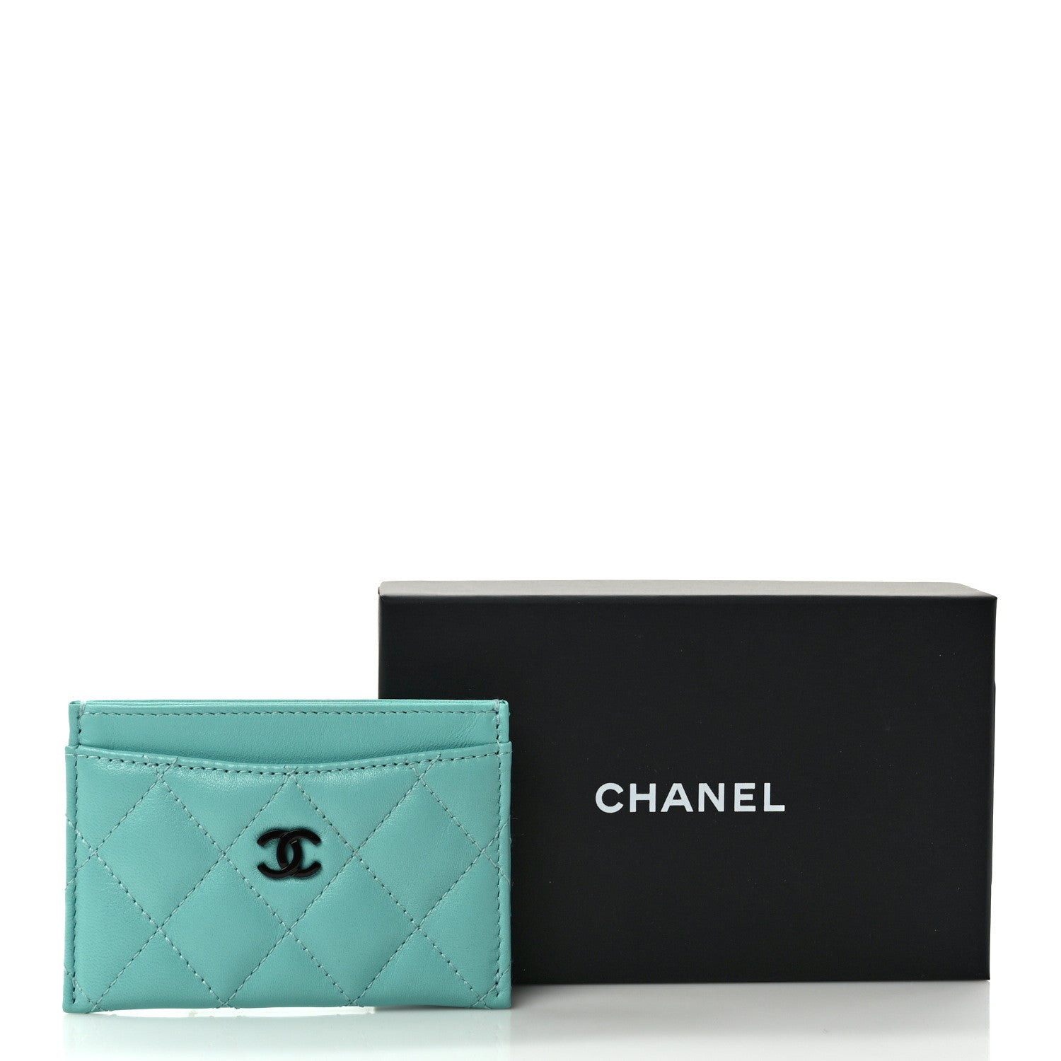 Chanel Lambskin Quilted Card Holder Turquoise 8 of 8