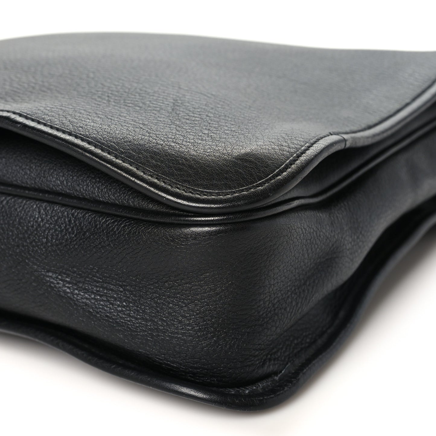 Calfskin Large Flap Messenger Bag  Black