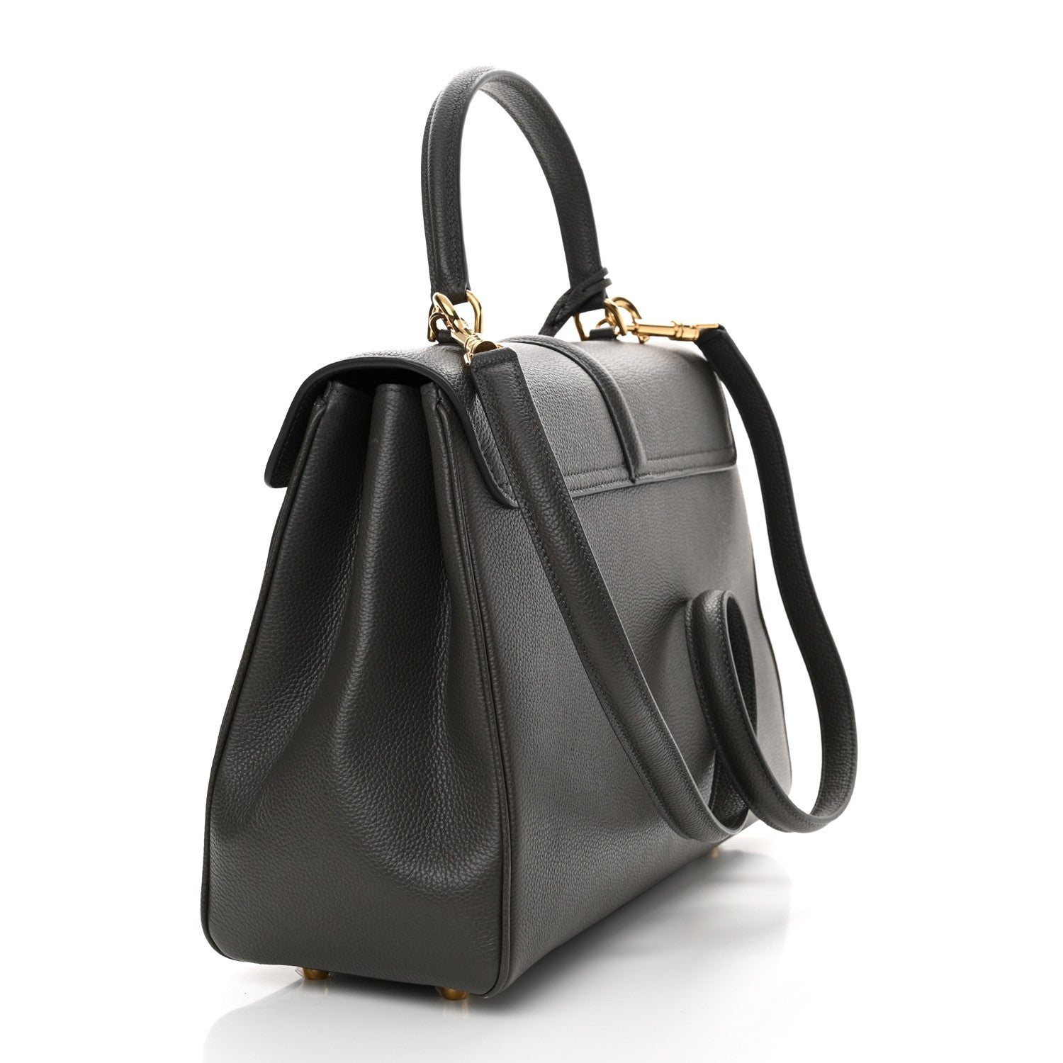 Celine Grained Calfskin Classique 16 Top Handle Bag Medium Grey 2 of 10