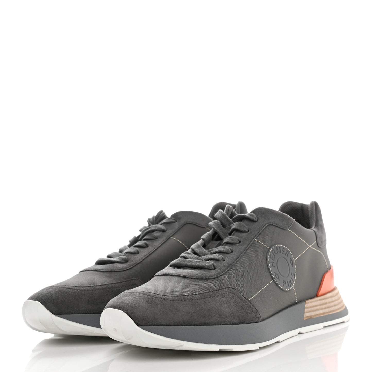 Technical Canvas Suede Goatskin Mens Drive Sneakers 43 Gris