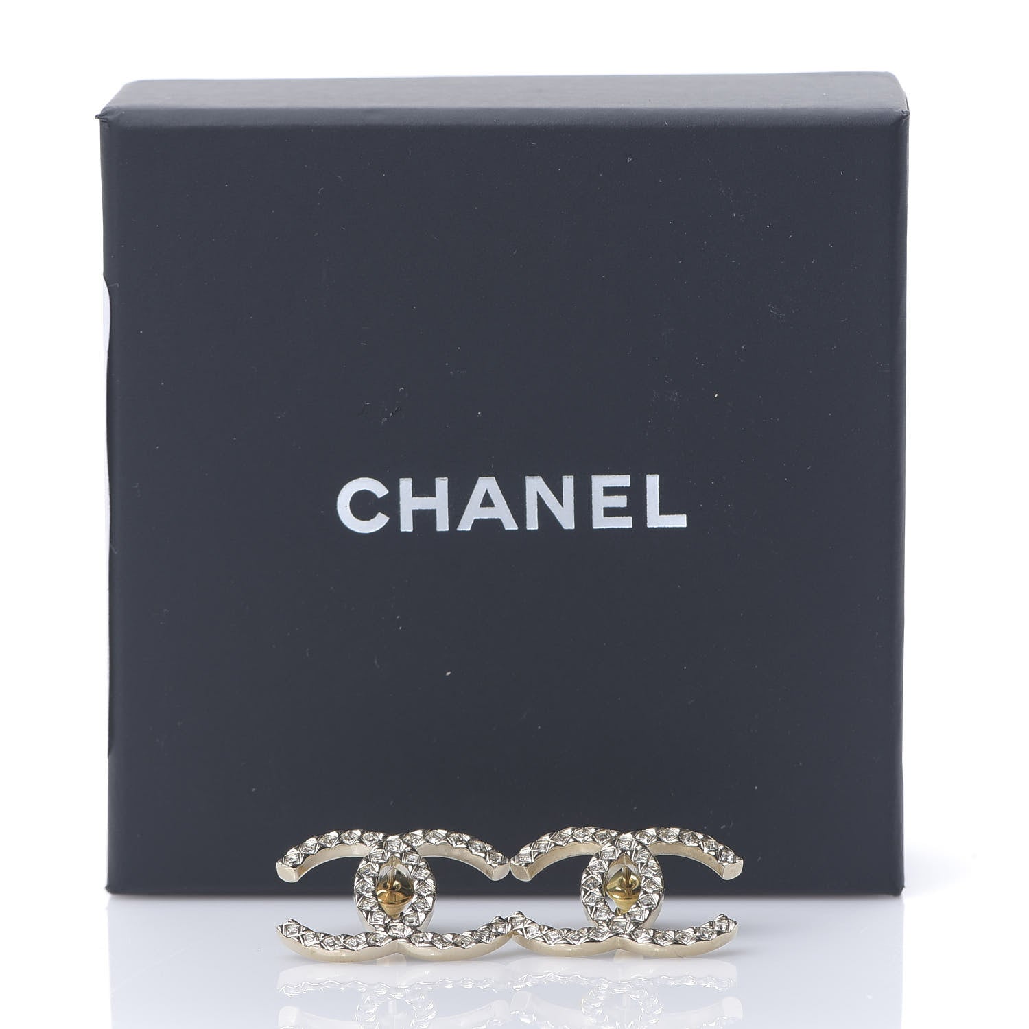 Chanel Baguette Crystal High Society CC Earrings Gold 5 of 5