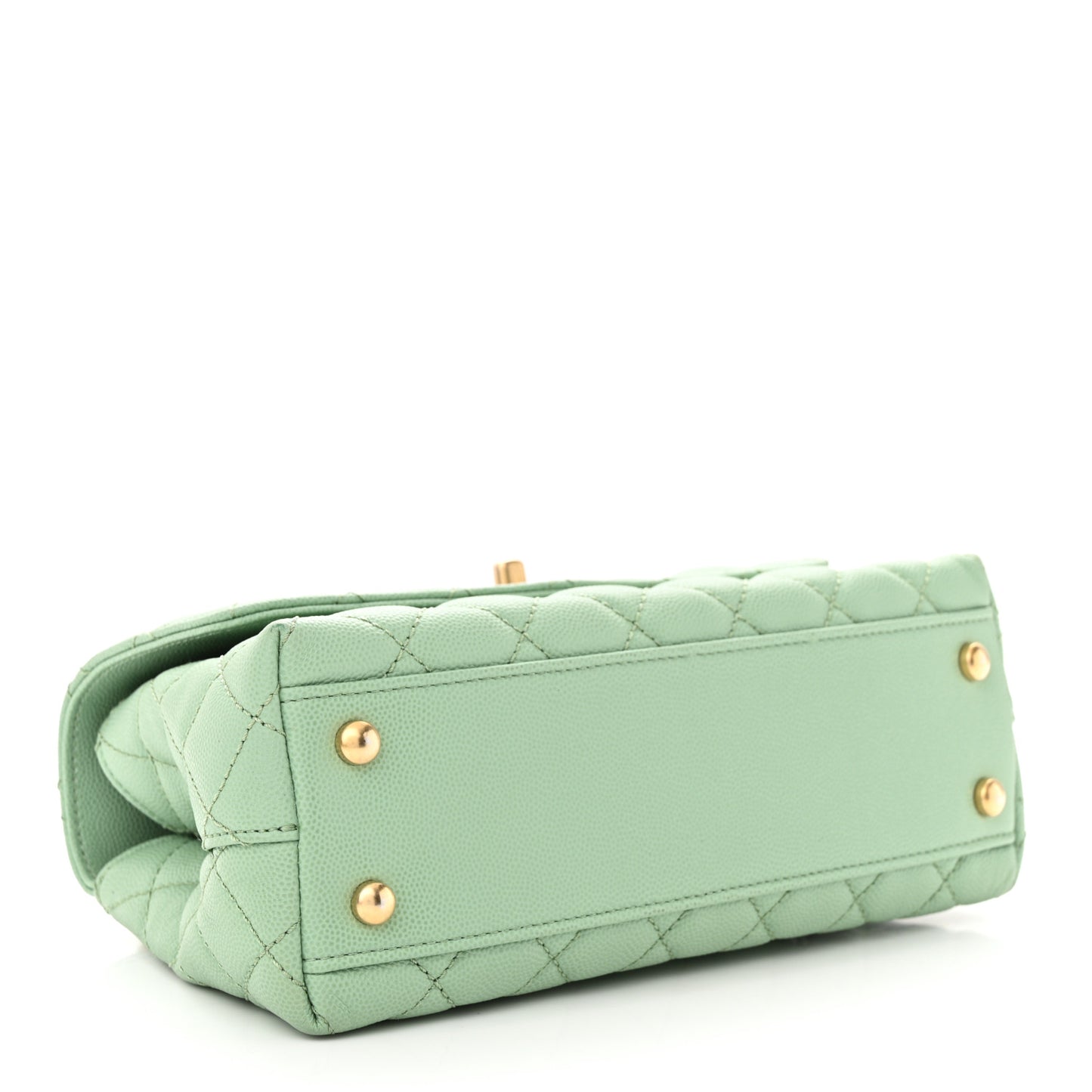 Caviar Quilted Mini Coco Chain Handle Flap Light Green