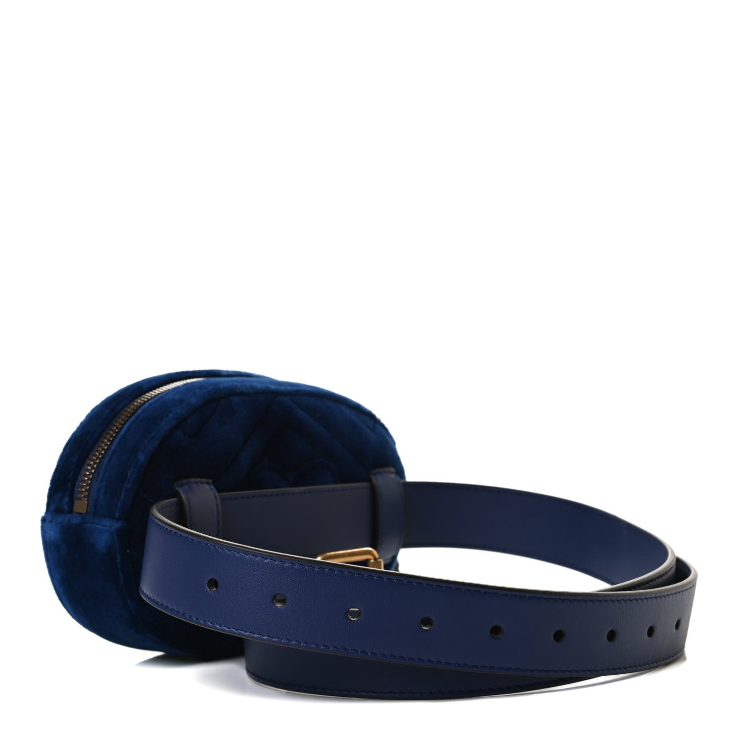 Gucci Velvet Matelasse GG Marmont Belt Bag 85 34 Cobalt Blue 3 of 12