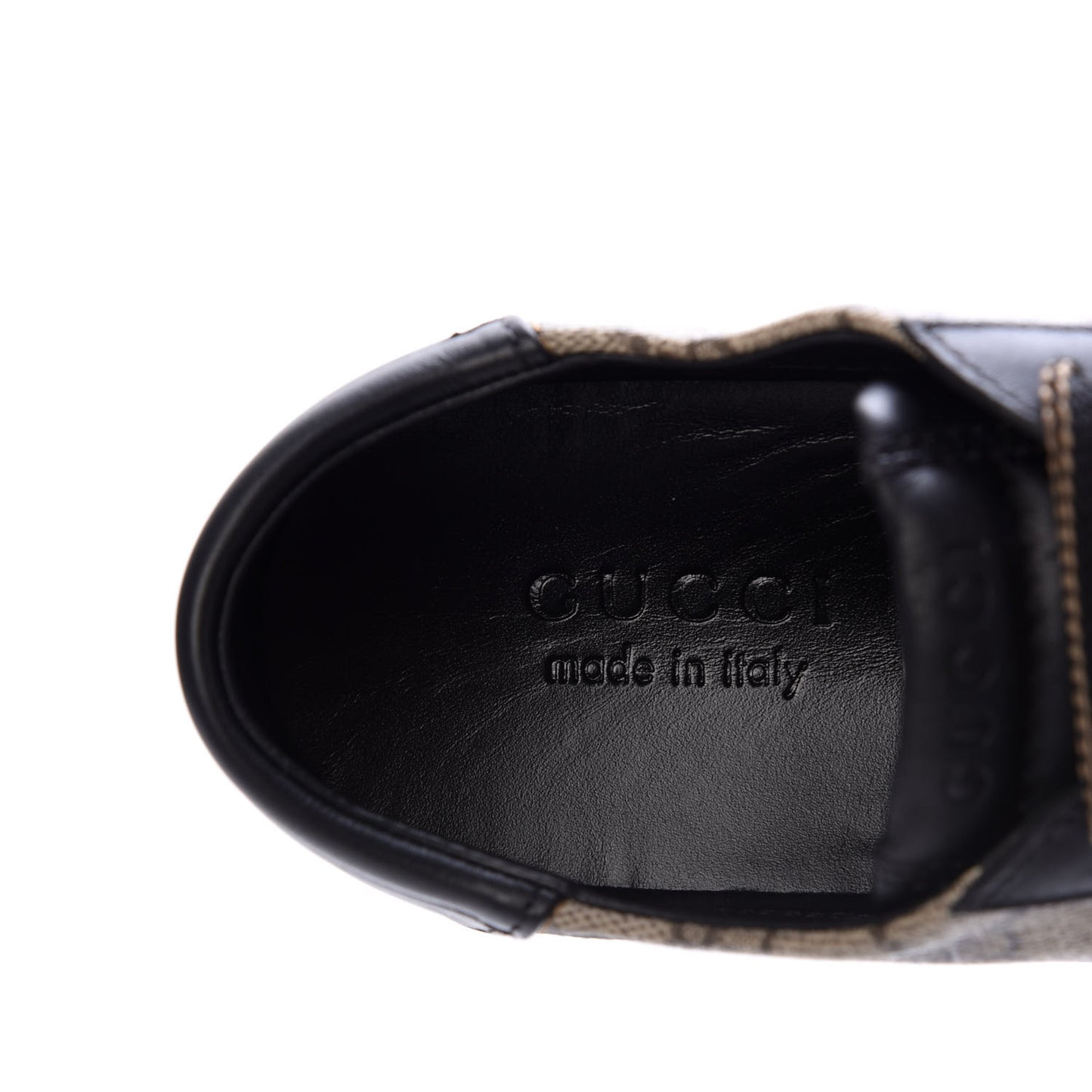 GG Supreme Monogram Mens Low Top Sneakers 9.5 Black Beige Ebony