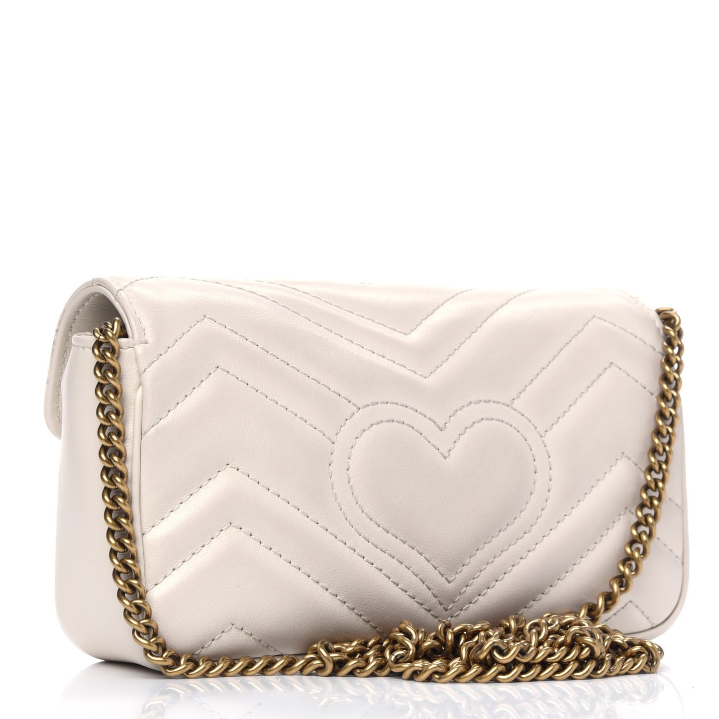 Calfskin Matelasse Super Mini GG Marmont Shoulder Bag White