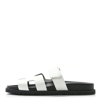Hermes Calfskin Womens Chypre Sandals 37.5 White 1 of 9