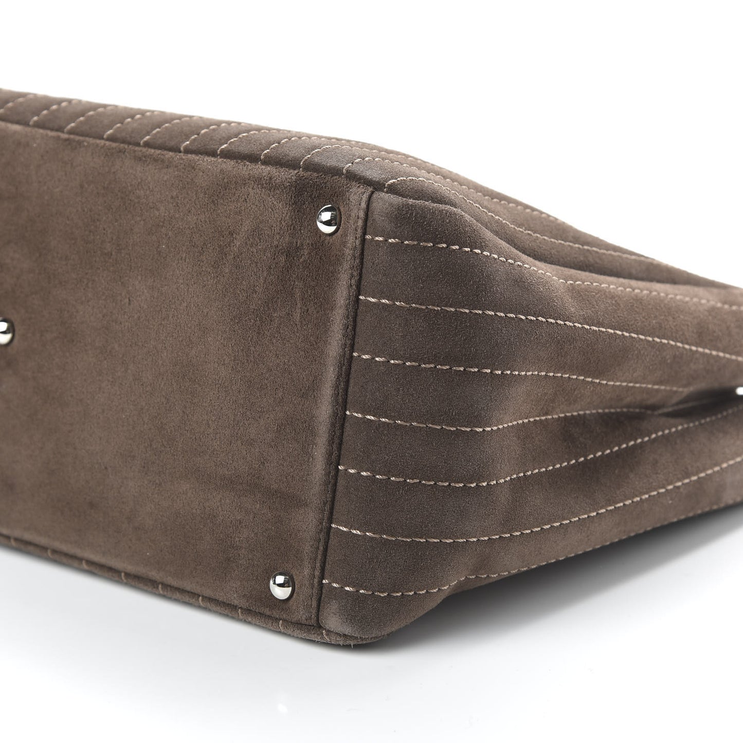 Suede Quilted Vertical Tote Brown