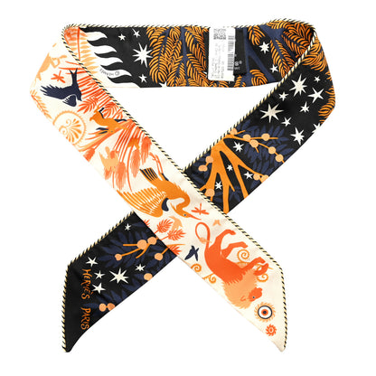 Hermes Silk Le Charme D Orphee Twilly Black Orange Creme 1 of 4