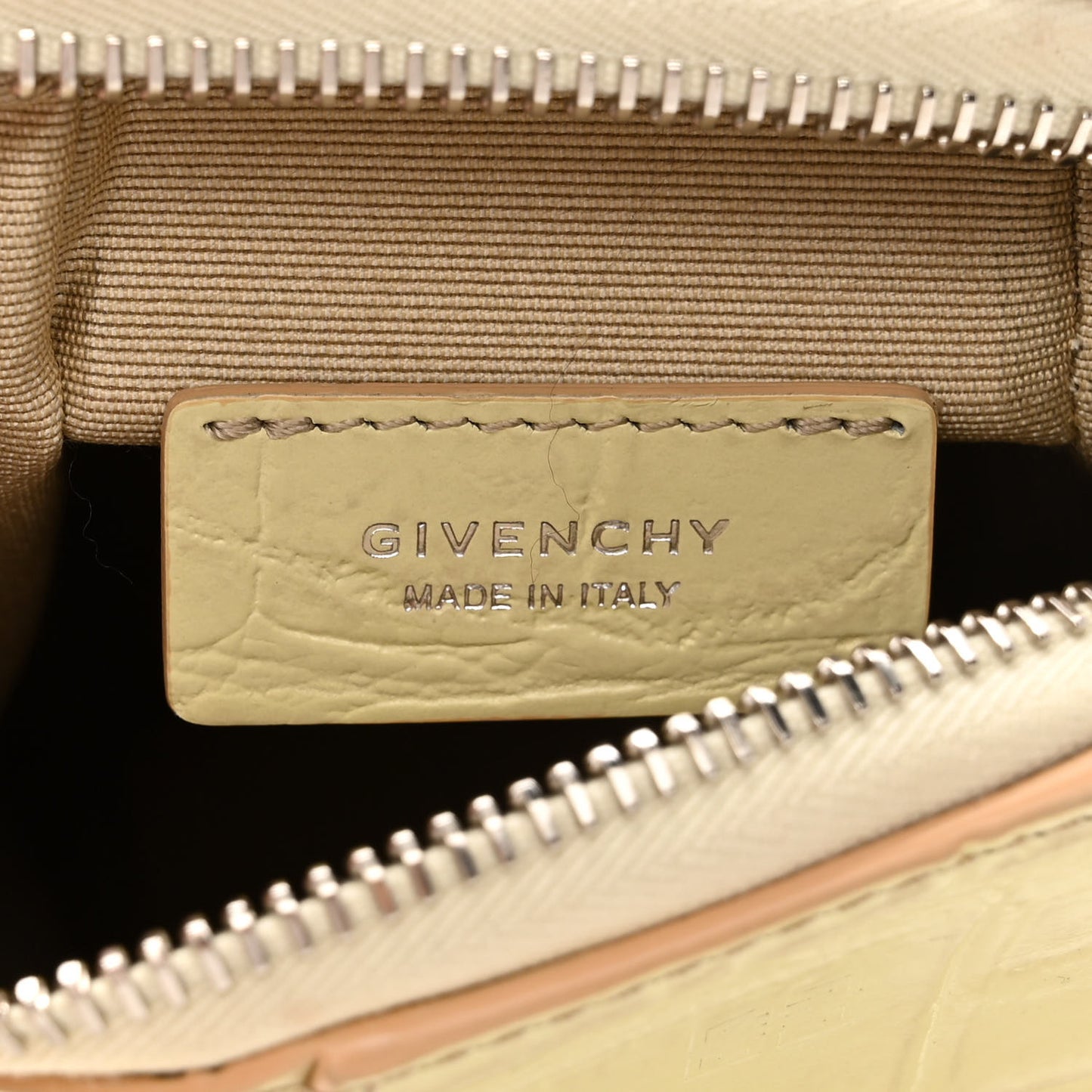 Calfskin Crocodile Embossed Mini Vertical Antigona Natural