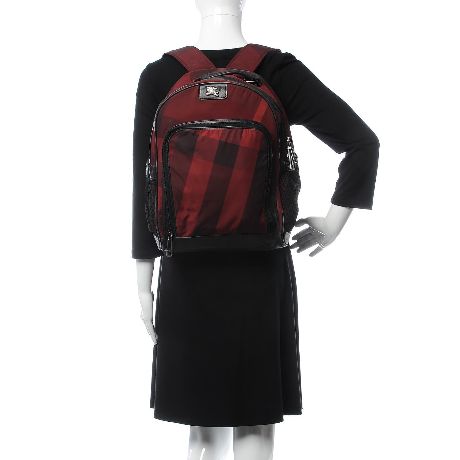 Burberry Nylon Supernova Check Backpack Red 2 of 16
