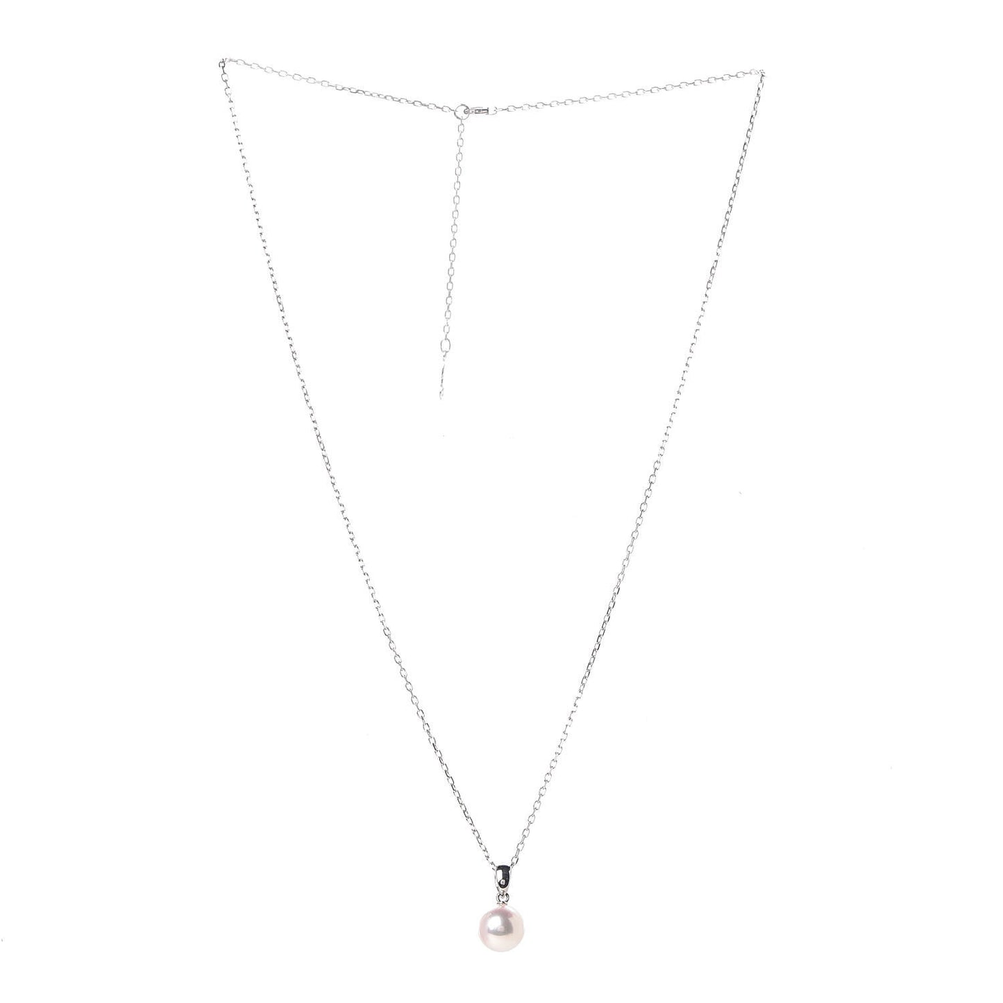 18K White Gold Akoya Pearl 8mm Pendant Necklace