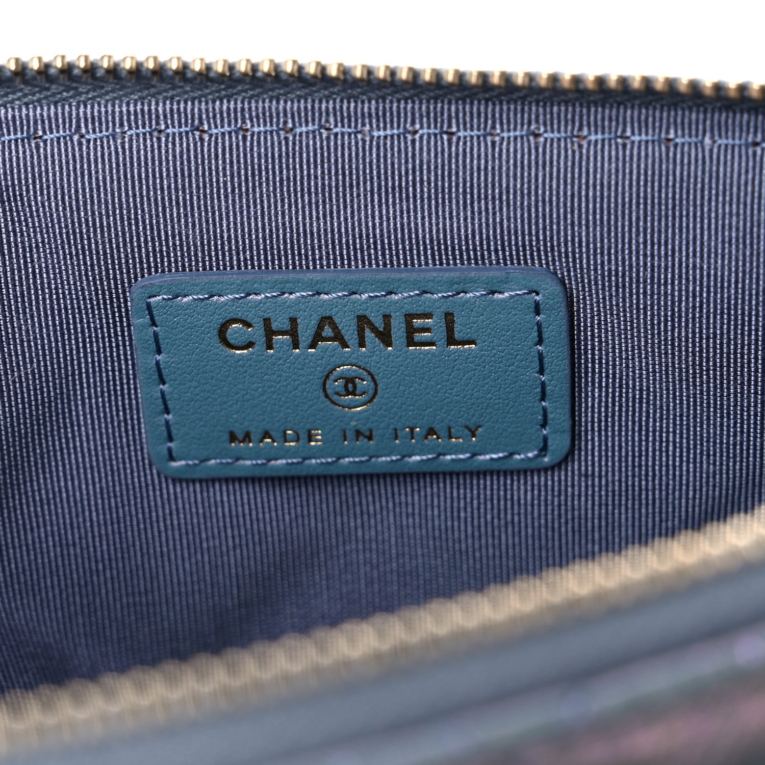 Chanel Iridescent Crumpled Calfskin Trio Cosmetic Case Blue Pink Ivory 8 of 12
