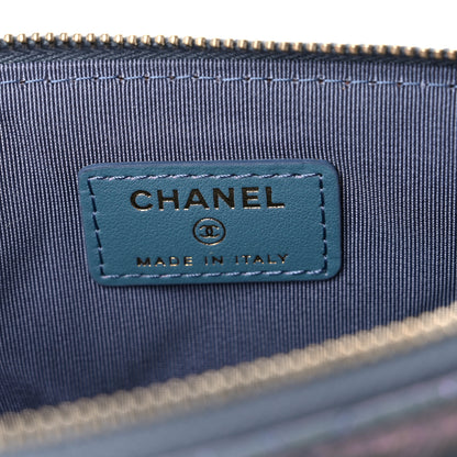 Chanel Iridescent Crumpled Calfskin Trio Cosmetic Case Blue Pink Ivory 8 of 12