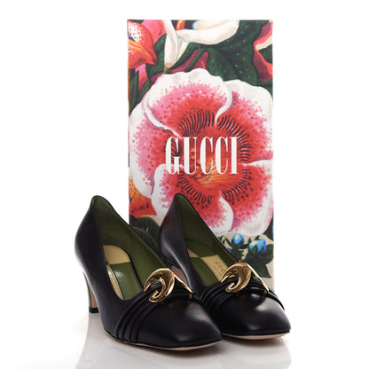 Gucci Malaga Kid Half Moon GG Square Toe Pumps 38.5 Black 11 of 11