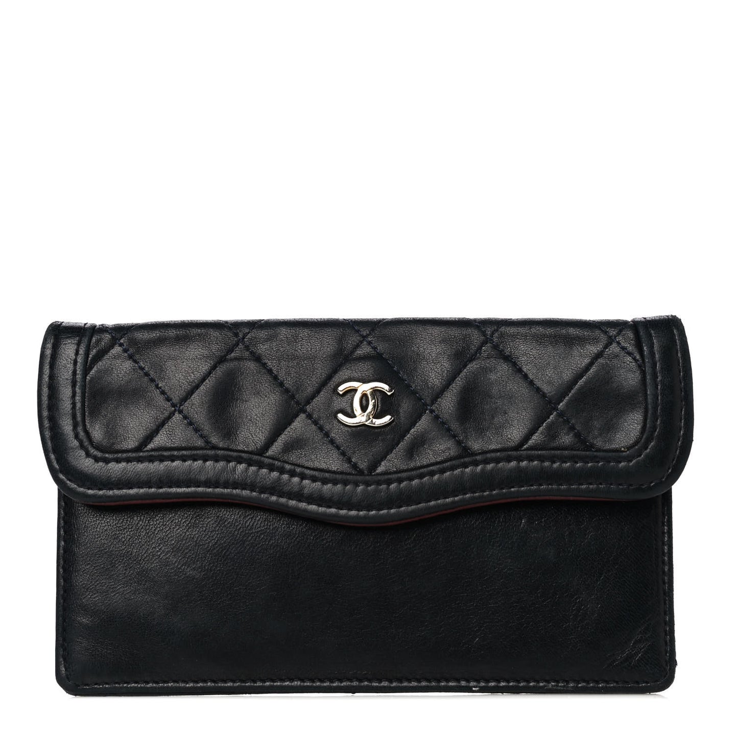 Lambskin Quilted Flap Pouch Black
