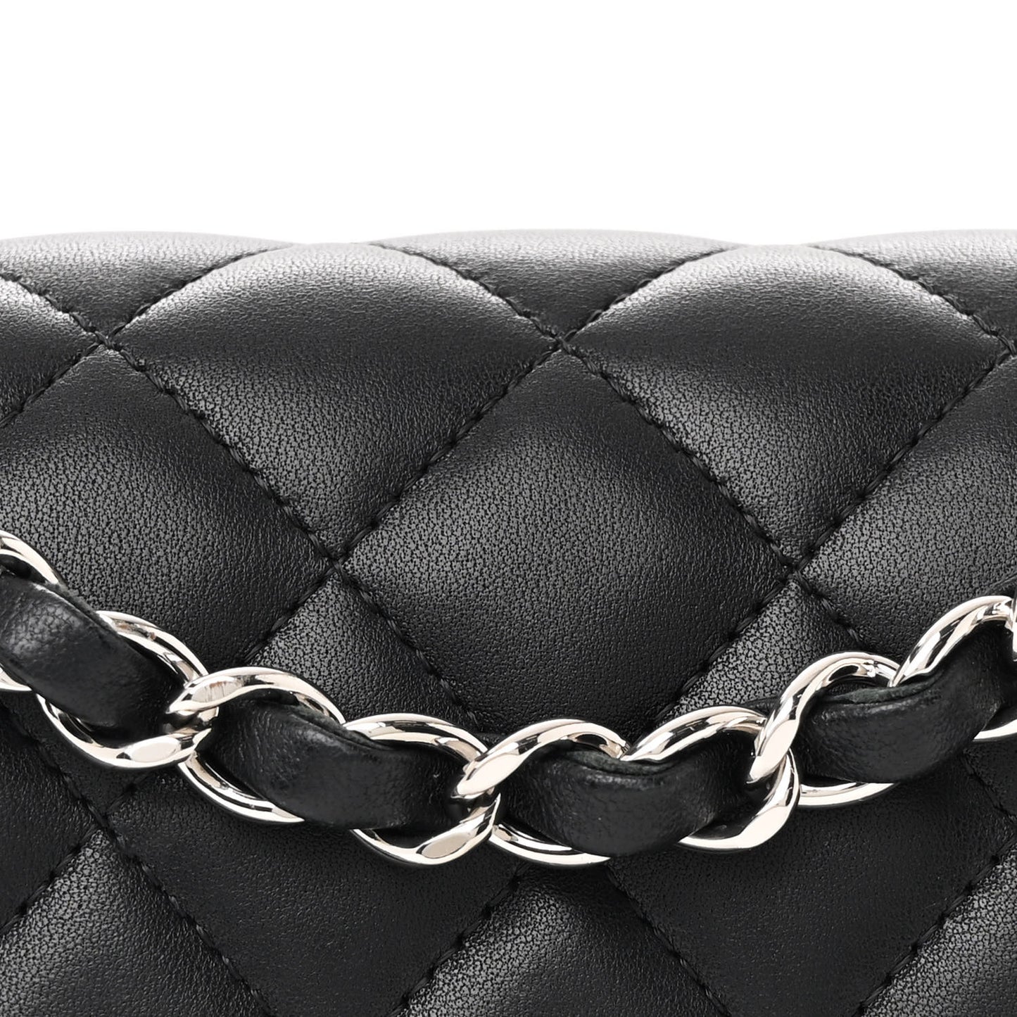 Lambskin Quilted Mini Rectangular Flap Black