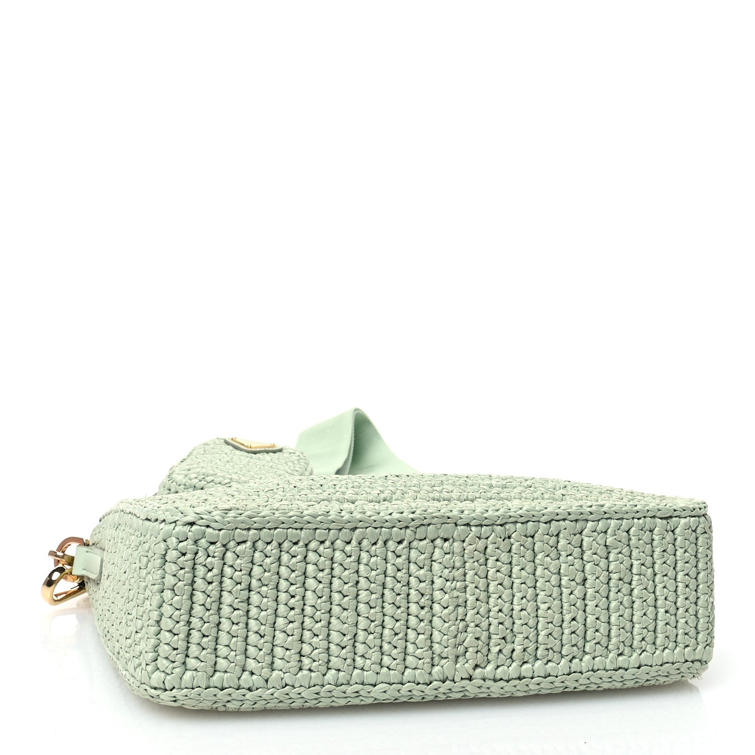 Prada Yarn Raffia Effect Crochet Re-Edition 2005 Shoulder Bag Acqua 4 of 13