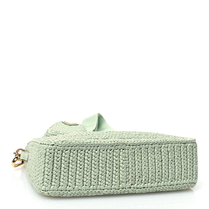 Prada Yarn Raffia Effect Crochet Re-Edition 2005 Shoulder Bag Acqua 4 of 13