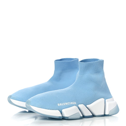Balenciaga Technical 3D Recycled Knit Bi-Color Womens Speed 2.0 Transparent Sole Sneakers 36 Blue White Transparent Blue 4 of 10