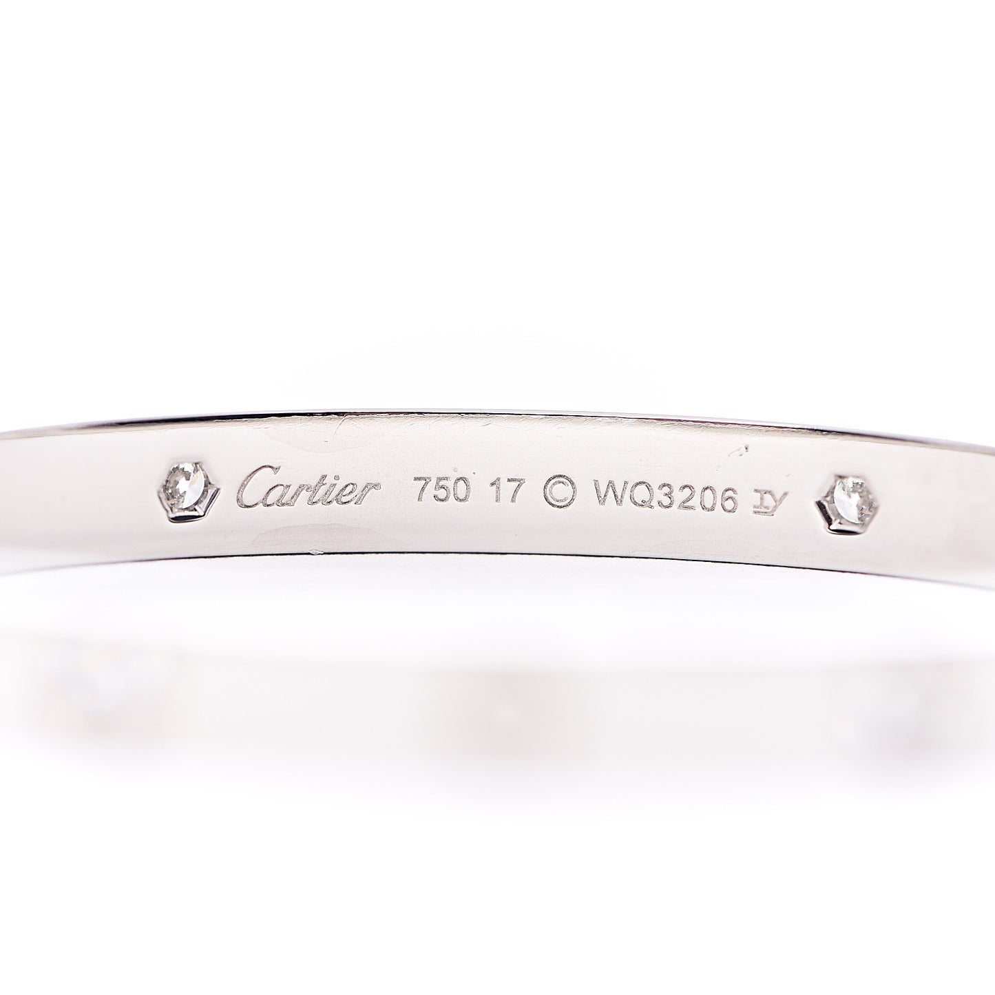 18K White Gold 4 Diamond LOVE Bracelet 17