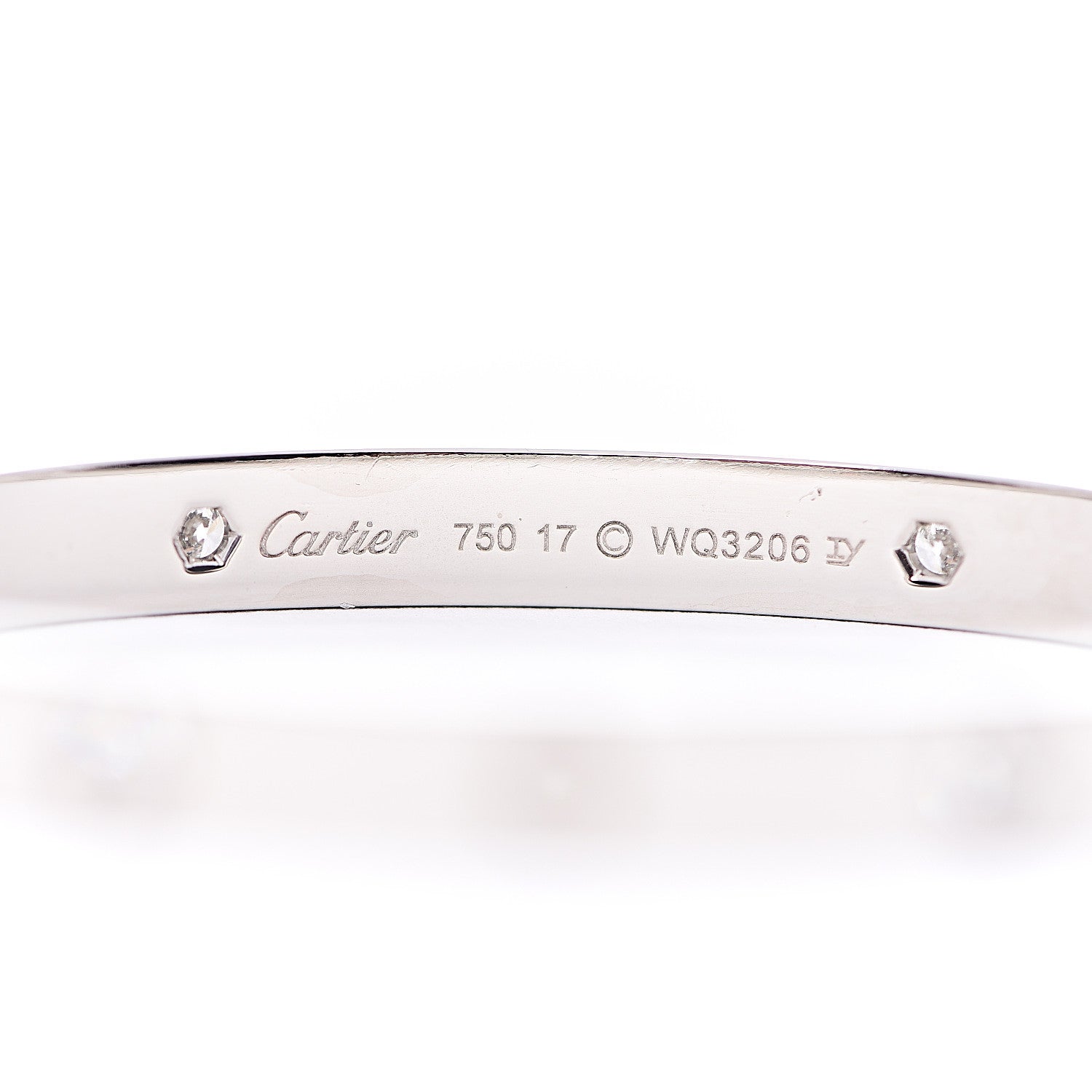 Cartier 18K White Gold 4 Diamond LOVE Bracelet 17 3 of 4