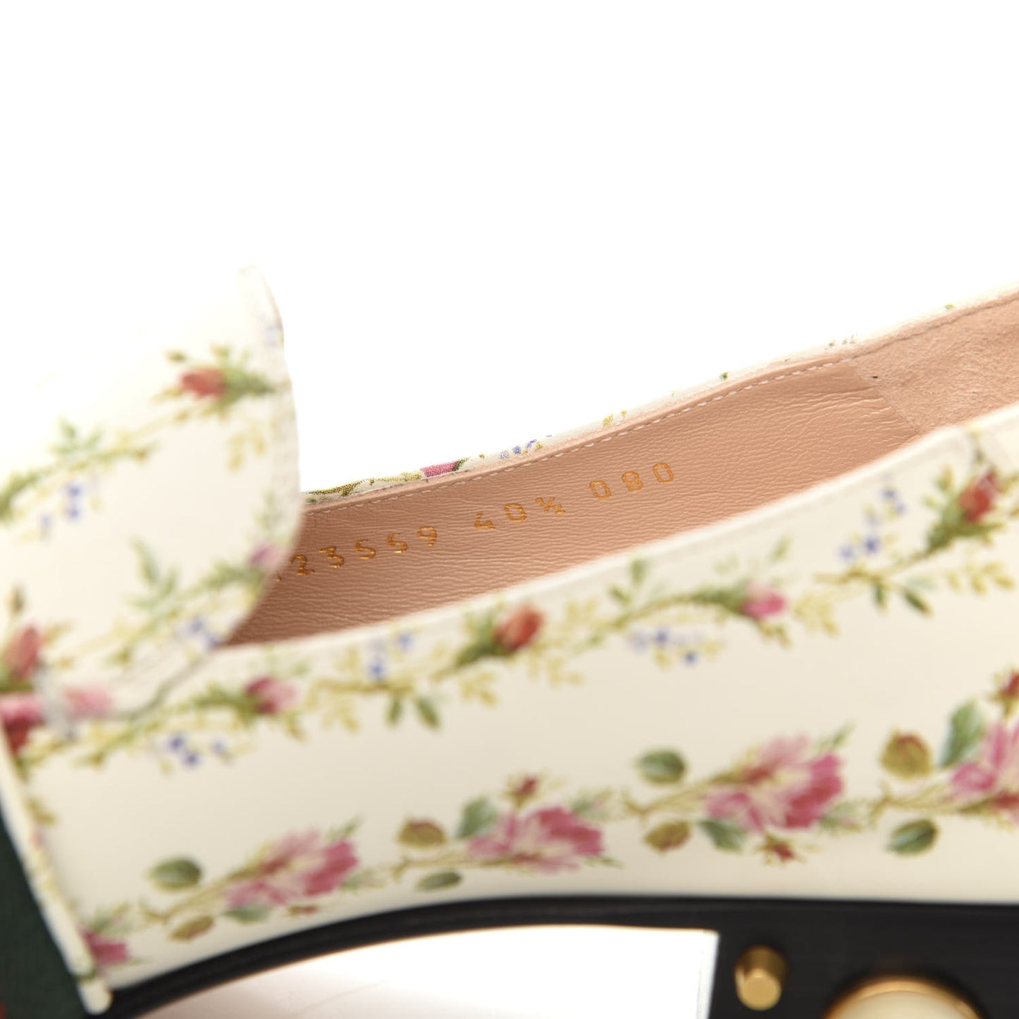 Calfskin Web Pearl Embellished Peyton Loafer 40.5 White