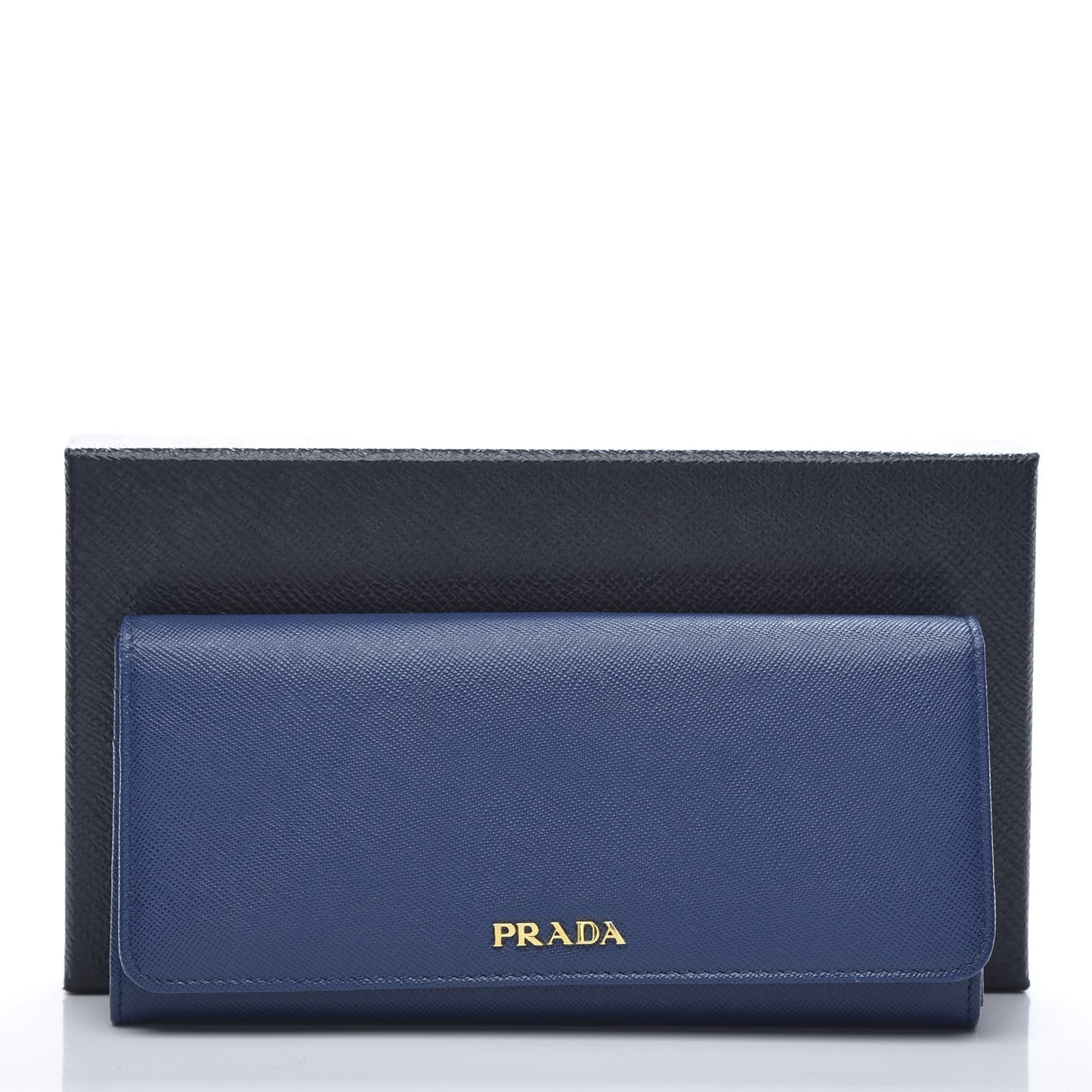 Saffiano Metal Continental Flap Wallet Bluette