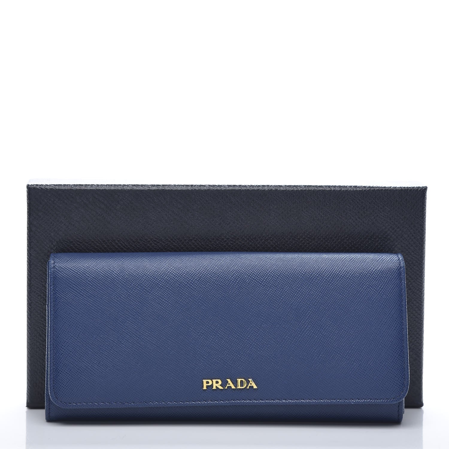 Prada Saffiano Metal Continental Flap Wallet Bluette 9 of 9